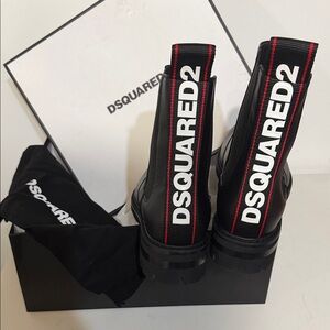 DSQUARED2 Black Boots with Red Stripe